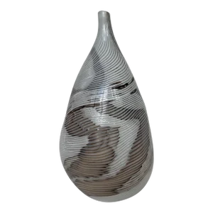 Hand Blown Glass Vase Swirled Lines Amazing Shape Signed