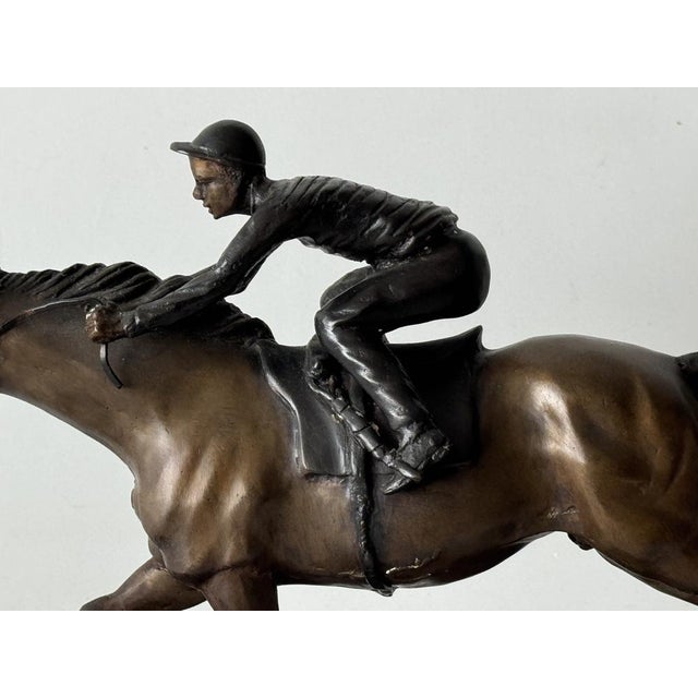 Contemporary Bronze Statue of Jockey on Racehorse by C. Charles for Max Le Verrier For Sale - Image 3 of 9