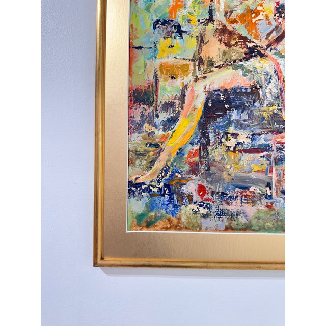 Figurative Mid-Century Expressionist Oil Painting of Seated Woman, Signed Schoonmaker For Sale - Image 3 of 12
