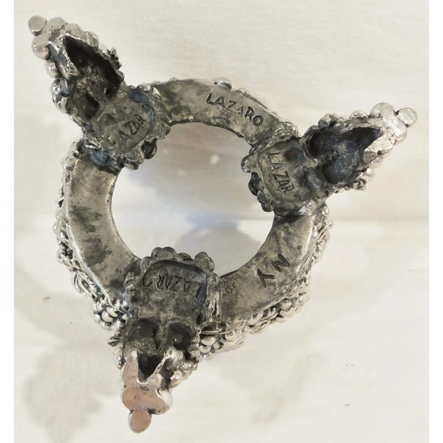 Silver Lazaro Diaz New York Ornate Solid Pewter Grapes & Leaves Footed Pedestal For Sale - Image 8 of 9