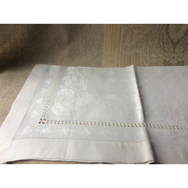 Textile Exquisite French Trousseau Damask Napkins - Set of 4 With Elaborate Hand-Sewn Monogram For Sale - Image 7 of 11