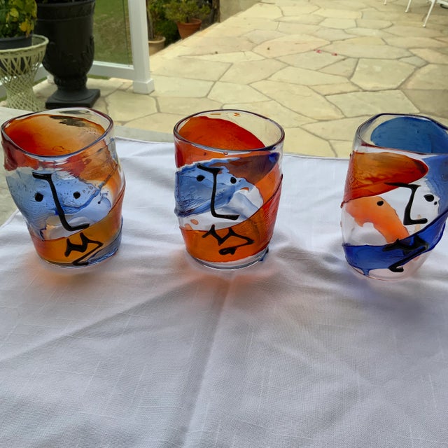1970s Signed Mario Badioli Murano Face Tumbler For Sale - Image 9 of 10