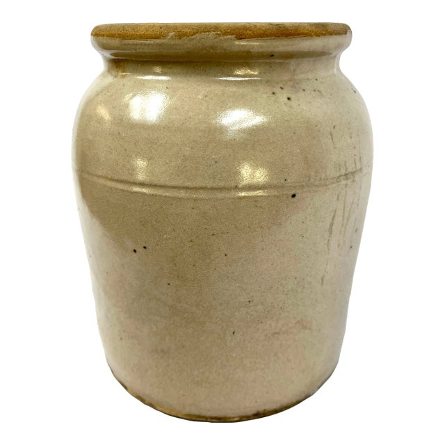Vintage French Glazed Stoneware Confit Pot For Sale
