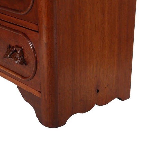 Antique Renaissance Revival Walnut 3-Drawer Marble Top Chest C1890 For Sale - Image 4 of 18