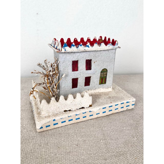 Paper Mid Century Retro Blune Putz Christmas Village Houses- Set of 4 For Sale - Image 7 of 10