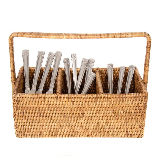 The tight weave of our rattan cutlery holder / caddy will allow you to take it anywhere and store not only your silverware...