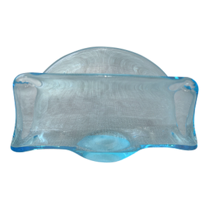 Vintage Folded Blue Art Glass Napkin Holder