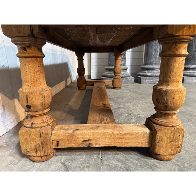 Larger Bleached Oak Farmhouse Dining Table, 1920 For Sale - Image 12 of 18
