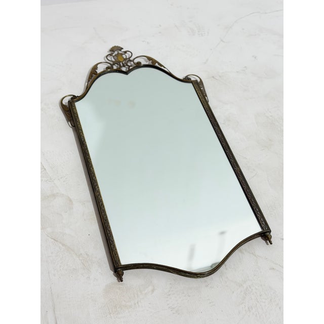 Vintage Brass Wall Mirror, Italy, 1940 For Sale - Image 6 of 13