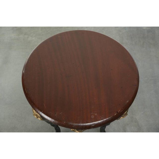 Antique English Bistro Side Table with a Cast Iron Base & Solid Wood Tabletop, Early 20th Century For Sale - Image 4 of 11