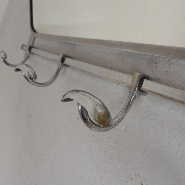 Art Deco Wall Coat Rack with Adjustable Faceted Mirror in Chrome Frame, 1930s For Sale - Image 10 of 14