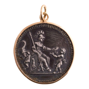 Silver and 14k Yellow Gold Vintage Basel School Award Coin Pendant