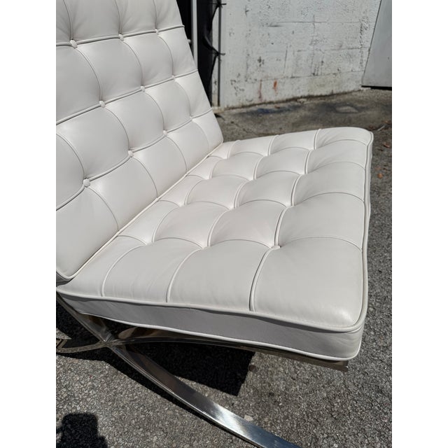 Ludwig Mies Van Der Rohe White Leather Barcelona Chairs for Knoll - A Pair For Sale - Image 16 of 18