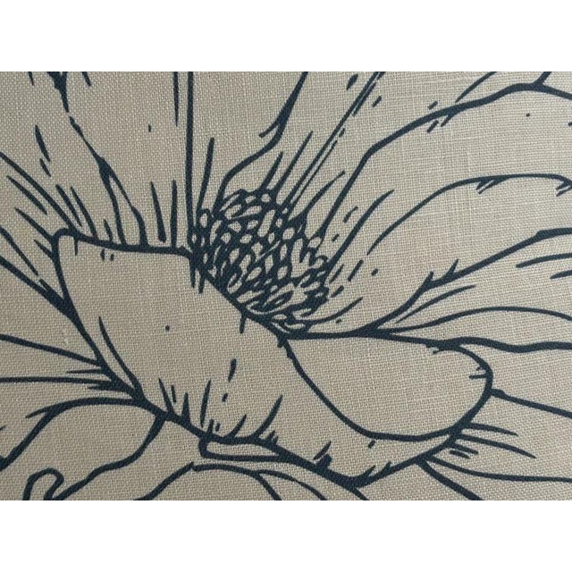 Blue Blossom Linen Pillow 20" x 20" Hidden Zipper in Back Feather Down Fill Knife Edge Finish Beige Linen Perfect to mix...