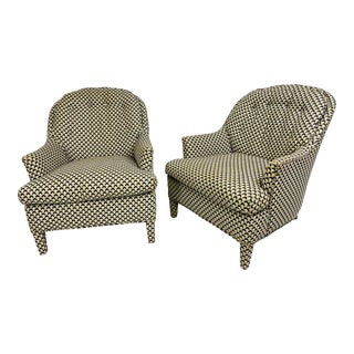 Mid Century Modern Upholstered Club Chairs in the Manner of Milo Baughman. For Sale