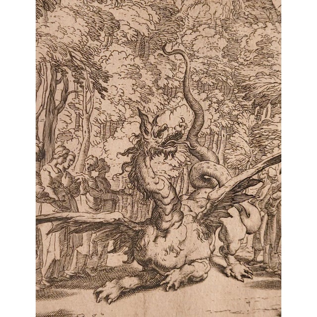 16th Century Agostino Carracci Engraving of Stage Set for the Marriage of Ferdinand De Medici and Christine of Lorraine in Florence 1589s. For Sale - Image 5 of 7