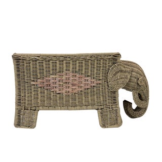 Italian Woven Rattan Elephant Planter, 1970s For Sale