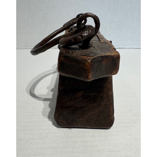 Antique Hand Carved Wooden Oil or Grease Carrier "Oil Purse" For Sale - Image 4 of 8