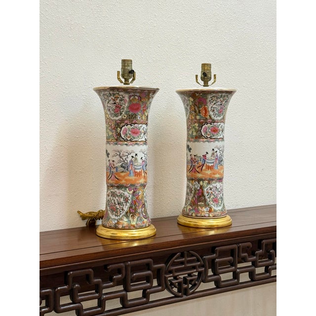 Oriental Style Porcelain Table Lamps For Sale - Image 4 of 10