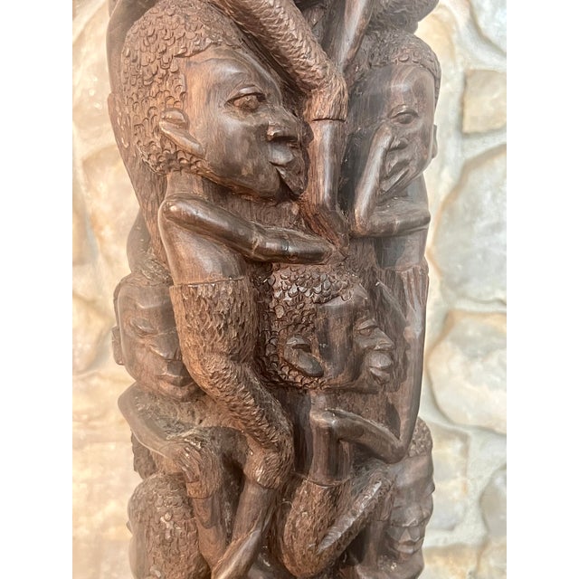 Mid-20th Century Large African Blackwood Makonde "Tree of Life" Ujamaa Sculpture – 45"h For Sale - Image 11 of 16