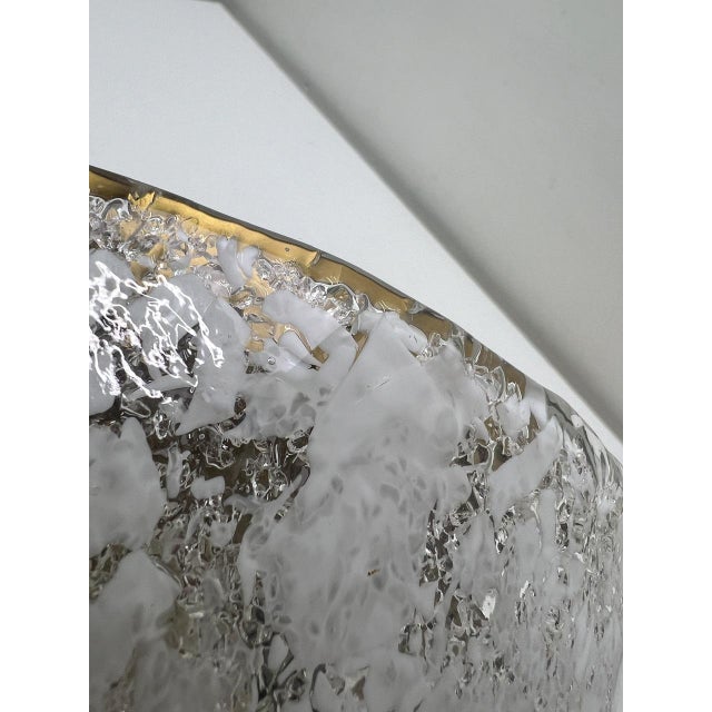 Ice Glass Flush Mount Lamp with Brass Details from Hillebrand Lighting, Germany, 1960s For Sale - Image 15 of 18