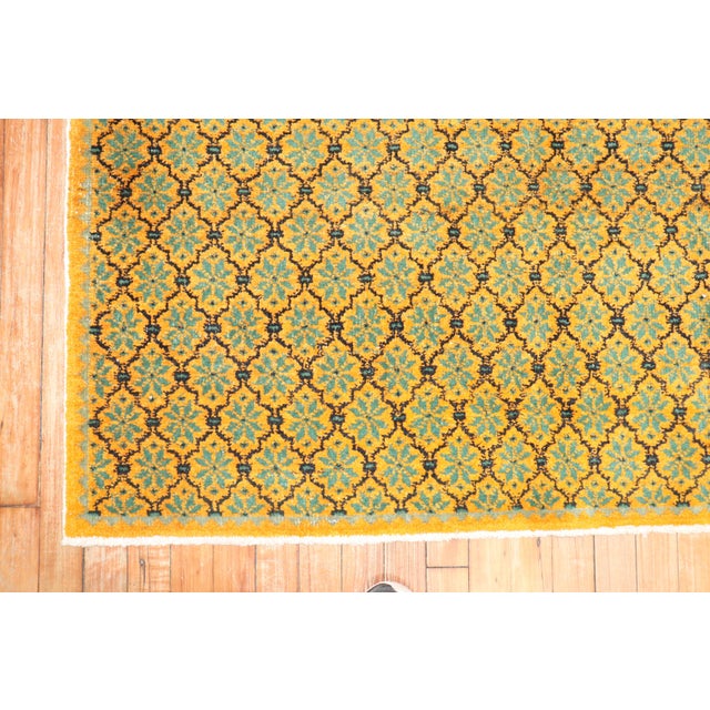 Textile Saffron Yellow Mid 20th Century Turkish Rug For Sale - Image 7 of 18