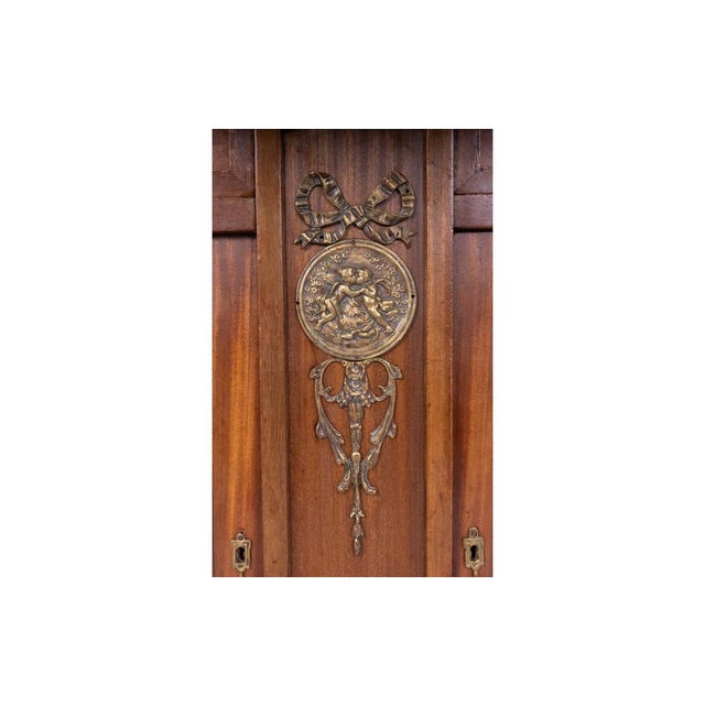 Vintage Wooden Sideboard with Decorative Glass Panels and Metal Details For Sale - Image 11 of 12