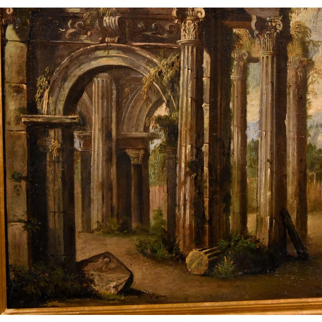 Follower of Niccolò Codazzi, Capricci Landscapes, 1700, Oil on Canvases, Framed, Set of 2 For Sale - Image 10 of 18