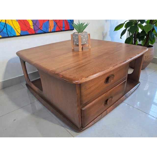 Mid-Century Modern Mid-Century Modern Pandora Coffee Table in Elm by Lucian Ercolani for Ercol, 1980s For Sale - Image 3 of 18
