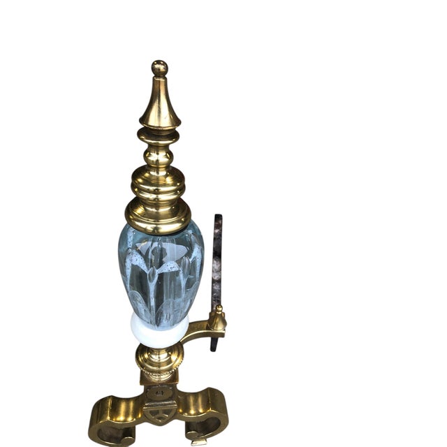 1950s Pair of St Clair Glass and Brass Andirons For Sale - Image 5 of 11