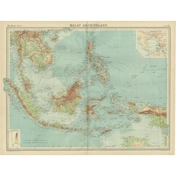 1920s Map of South East Asia Showing the Malay Archipelago, 1922 For Sale - Image 5 of 5