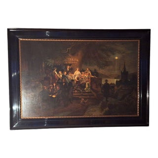 After Christian Eduard Boettcher, Summer Night on the Rhine, 1950s, Oil Painting on Canvas, Framed For Sale