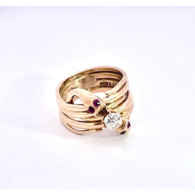 Boho Chic 1950s Double Snake Ring Lovers Knot For Sale - Image 3 of 14