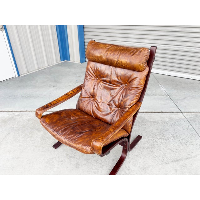 Brown 1960s Mid Century "Siesta" Chair & Ottoman by Ingmar Relling for Westnofa For Sale - Image 8 of 15