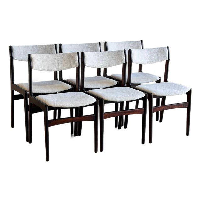 Rosewood Dining Chairs in Style of Erik Buch Mid-Century Modern Sculptural Seating Set of 6 Denmark 1960s For Sale