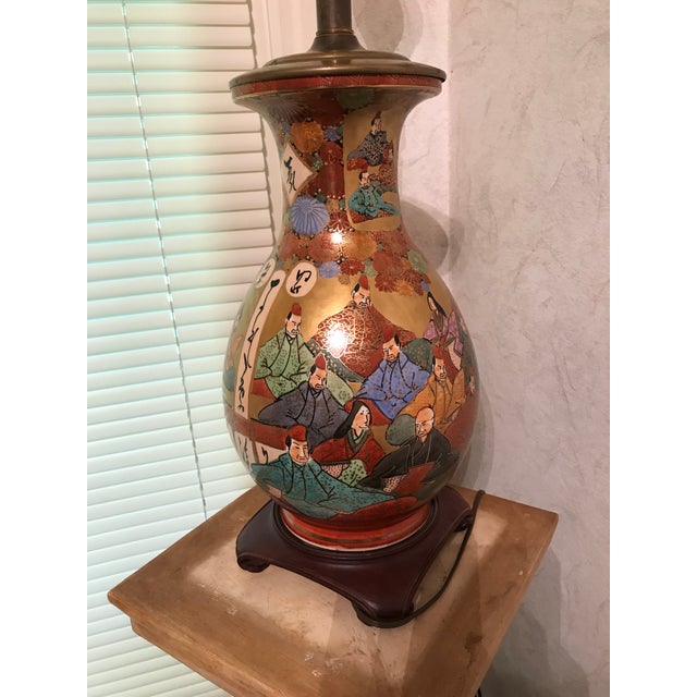 Late 20th Century 1960s Chinoiserie Hand Painted Porcelain Lamp For Sale - Image 5 of 13