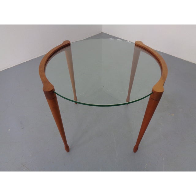 Brown Giotto Glass and Cherry Wood Side Table by Tarcisio Colzoni for Porada, Italy, 1990s For Sale - Image 8 of 13