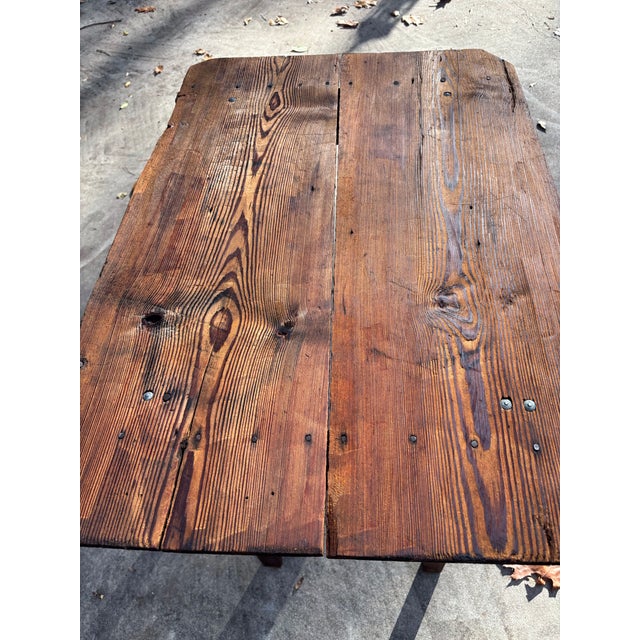 Primitive Tall Harvest Table For Sale - Image 4 of 6