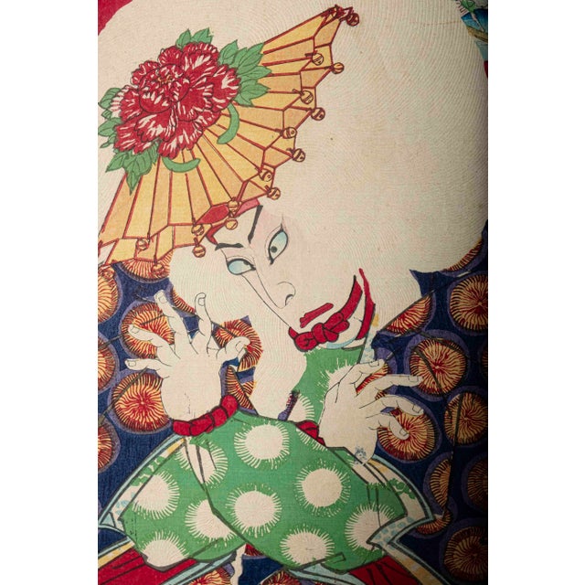 Late 19th Century 1877 Toyohara Kunichika Meiji Japanese Woodblock Print of Ichikawa Danjuro IX For Sale - Image 5 of 16