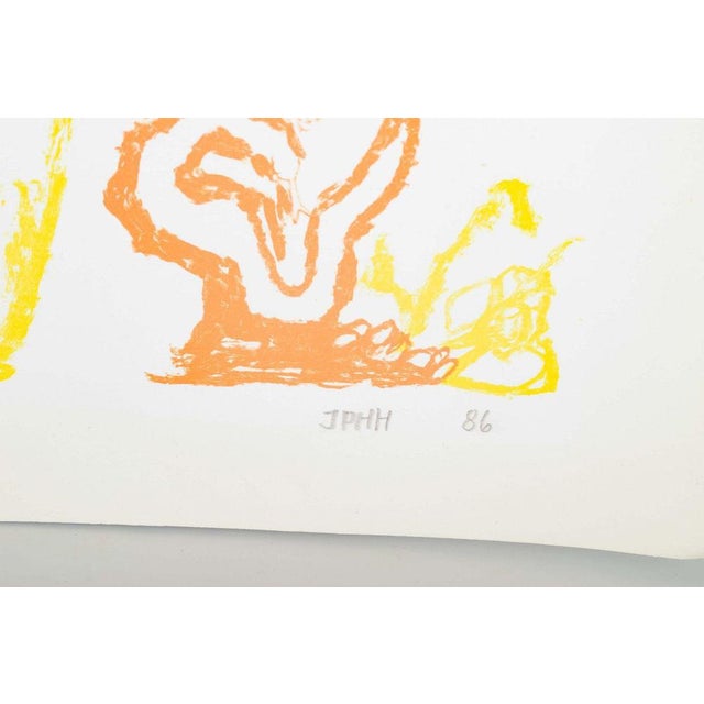 1980s Jens Peter Helge Hansen, Colorful Composition with Animals, 1986, Lithograph For Sale - Image 5 of 6