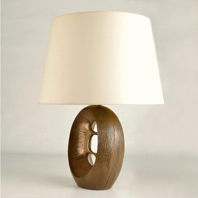Brutalist Organic Bronze Table Lamp attributed to Robert Phandeve, 1970s For Sale - Image 4 of 11