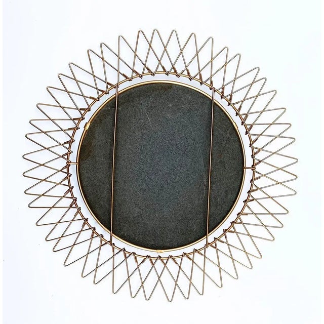 Metal Mid-Century French Brass Sunburst Wall Mirror, 1970s For Sale - Image 7 of 11