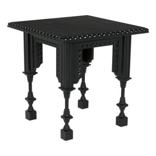 Luxor Side Table, Hand Rubbed Black For Sale