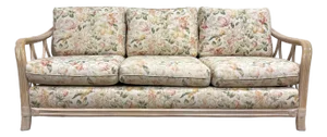 Vintage MCM Ficks Reed Style Organic Coastal Boho Style Rattan Sofa