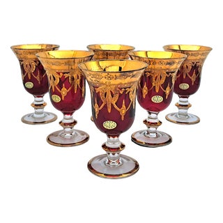 Vintage Murano Glass Glasses, 1970s, Set of 6 For Sale