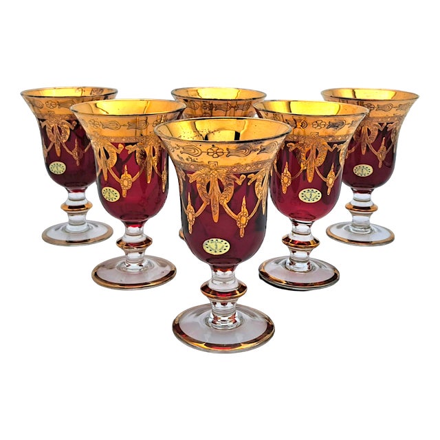 Vintage Murano Glass Glasses, 1970s, Set of 6 For Sale