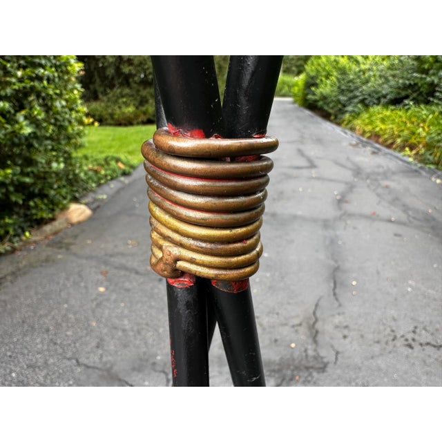Early 20th Century Pair of Empire Metal and Gilt 'Bow & Arrow' Plant Stands For Sale - Image 5 of 12