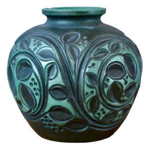 Art Deco Green Glass Boule Vase, 1940s