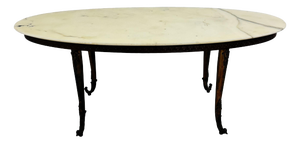 Oval Coffee Table with Marble Top, 1950s