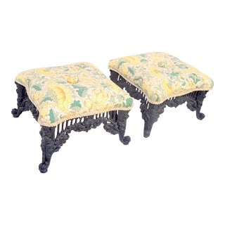 Vintage Liberty of London "Lodden" Cast Iron Footstools- Pair For Sale